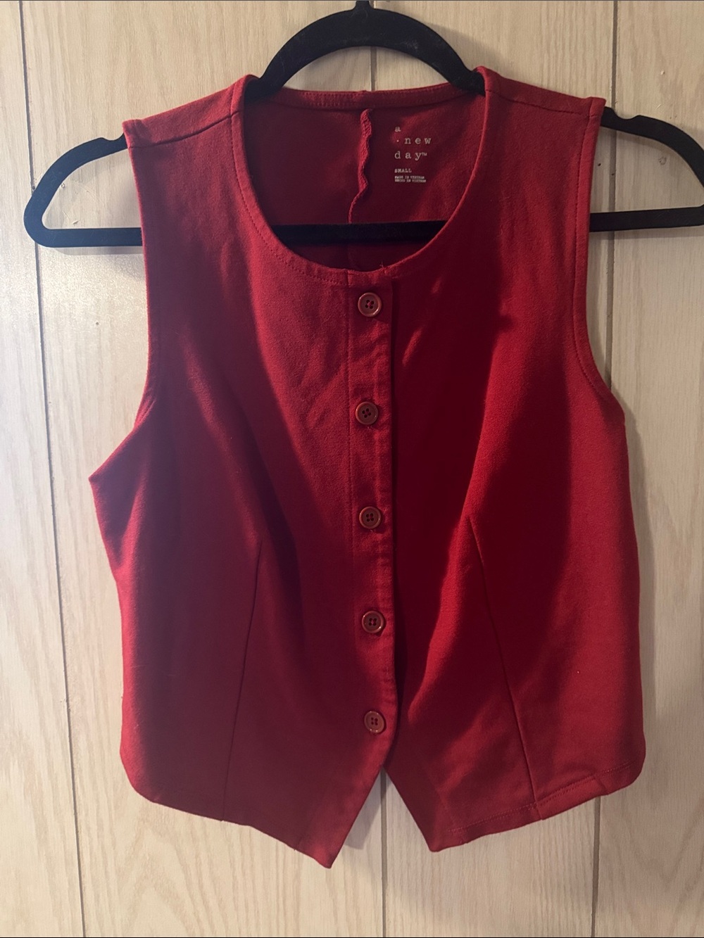 a new day Red Crewneck Button Up Vest